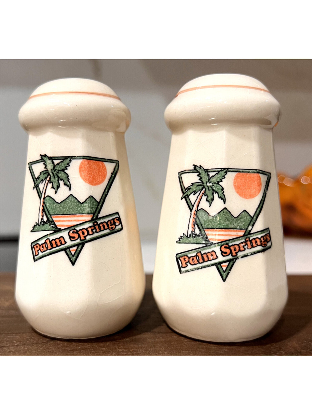 Palm Springs MCM Retro Salt & Pepper Shakers Kitschy Souvenir Palm Trees Vintage